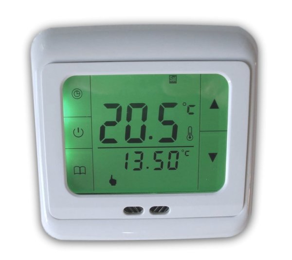 Digitales Raumthermostat mit Touchscreen Bedienung für Unterputz grün #742