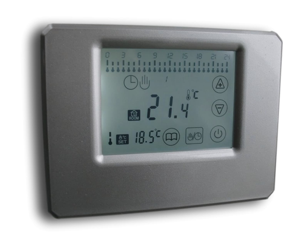 Thermostat mit Touchscreen silber Aufputz potentialfreier Kontakt Batteriebetrieb #750