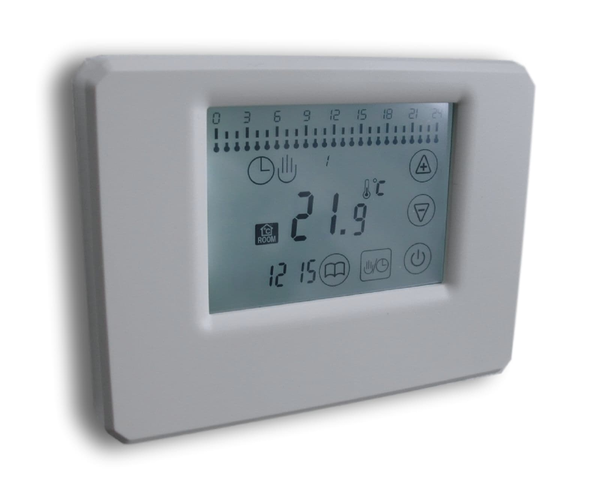Thermostat mit Touchscreen weiß Aufputz potentialfreier Kontakt Batteriebetrieb #769
